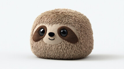 Obraz premium Round plush-style 3D sloth character with soft fur and cute proportions, isolated studio render suitable for toys, mascots, and kids visuals.