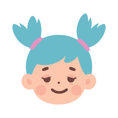 Obraz premium a collection of facial expression illustrations of a girl with blue hair