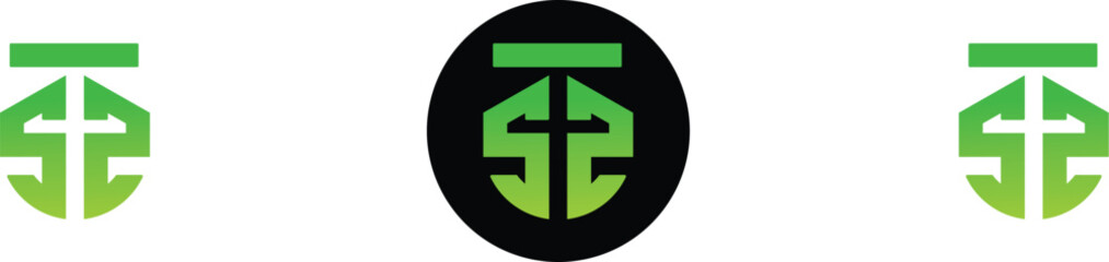 Obraz premium Abstract green symbol with gradient modern logo design element for branding and identity isolated on white background