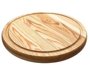 Obraz premium Round wooden podium or cutting board, product display stand with wood grain. Isolated on transparent background