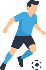 Obraz premium Soccer Player Dribbling Icon with Football Athlete Running and Controlling Ball in Match Action for Sports Design