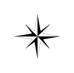 Fototapeta premium Minimalist Black Compass Rose Vector Icon