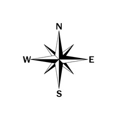Fototapeta premium Minimalist Black and White Compass Vector Icon