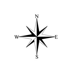 Fototapeta premium Minimalist Black and White Compass Vector Icon