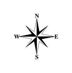 Fototapeta premium Minimalist Black and White Compass Vector Icon