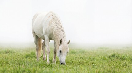 Naklejka premium horse, grass, grazing,white, green