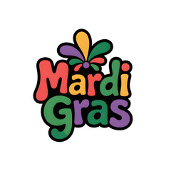 Fototapeta premium Vibrant Mardi Gras celebration logo with colorful festive text