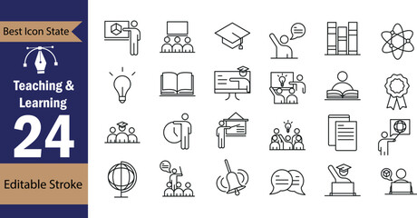 Fototapeta premium Teaching and Learning Icon Set, Education and Training Vector Icons Bundle.