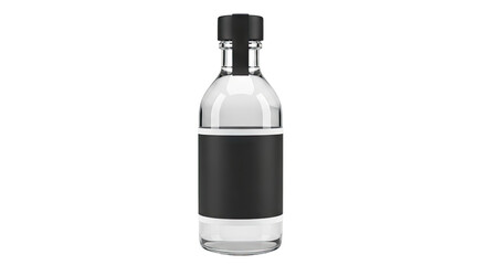 Fototapeta premium Clear Glass Bottle with Black Label and Cap