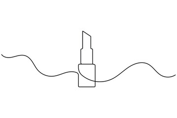 Obraz premium Lipstick continuous one line drawing of a beauty product for cosmetic branding and makeup artists