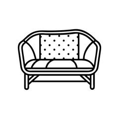 Outline of a loveseat with polka dot back on transparent background silhouette