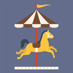 Yellow Carousel Horse Classic Fairground Amusement Ride