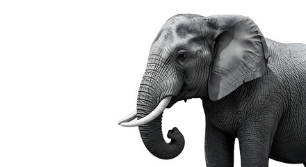 Naklejka premium Majestic Elephant Portrait - A Close-Up in Black and White.