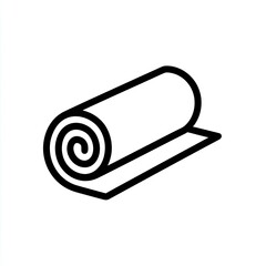 Simple outline of a rolled-up mat or scroll, lying on its partially unrolled section