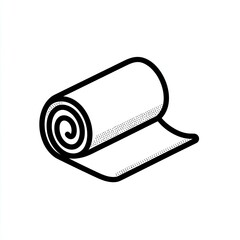 Black outline image of rolled-up material with a partially unrolled section
