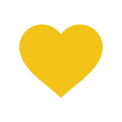 Simple yellow love heart icon isolated on white background