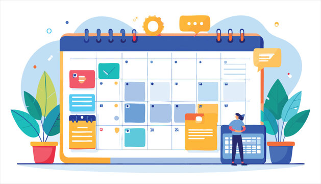 vector Organizer scheduling task on digital calendar