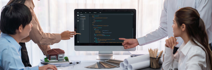 Software development programming on computer screen for brisk application and program coding