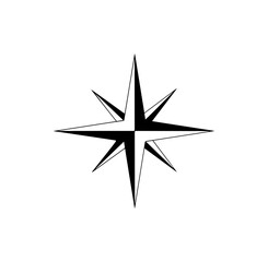 Obraz premium Minimalist Black Compass Rose Vector Silhouette Icon
