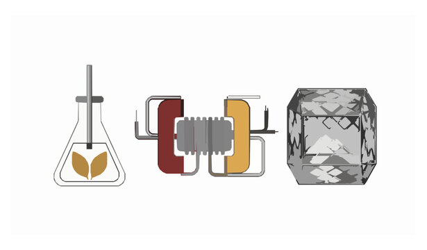 Physics electricity devices vector illustration with electroscope electromagnet and Faraday cage isolated on white