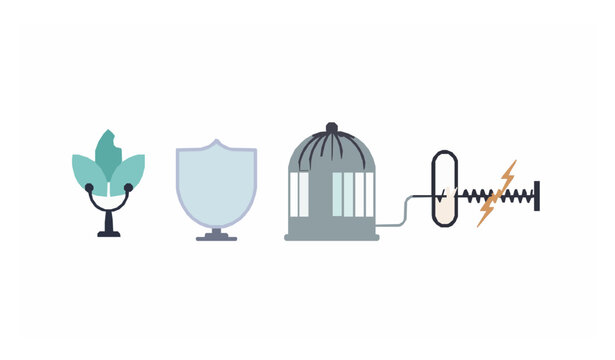 Minimal physics electricity vector icon set with electroscope Faraday cage and electromotive devices isolated on white