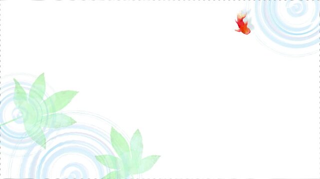 Watercolor Japanese Goldfish Pond Top View Seamless Loop Background,Swimming Kingyo with Water Ripples 4K｜水彩　金魚　池　背景　ループ　和風　夏　動画素材　和　4k