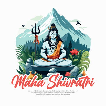 Maha Shivratri Festival Graphic Design with Lord Shiva Inspired Divine Elements, Spiritual Hindu Celebration Background for Print and Digital Use