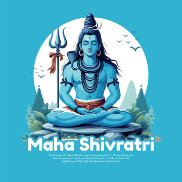 Maha Shivratri Festival Graphic Design with Lord Shiva Inspired Divine Elements, Spiritual Hindu Celebration Background for Print and Digital Use