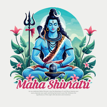 Maha Shivratri Festival Graphic Design with Lord Shiva Inspired Divine Elements, Spiritual Hindu Celebration Background for Print and Digital Use