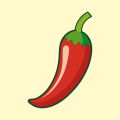 Illustration of a vibrant red chili pepper on a soft yellow background