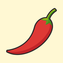 Stylized red chili pepper illustration on a light cream background plain backdrop
