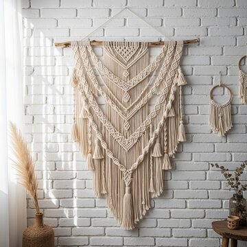 Macrame Wall Hanging Bohemian A wall hanging with a bohemian sty
