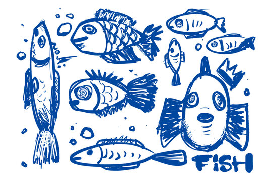 Hand drawn engraved fish illustration in vintage line art style. Detailed marine animal drawing isolated on background, suitable for seafood design, menu, market, and packaging use.