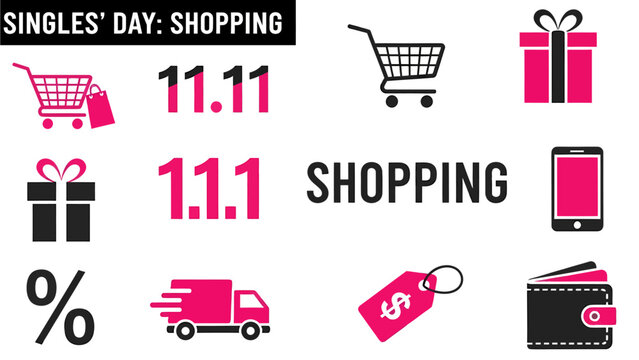 Graphic advertising Singles Day shopping with dates 1111 and 111