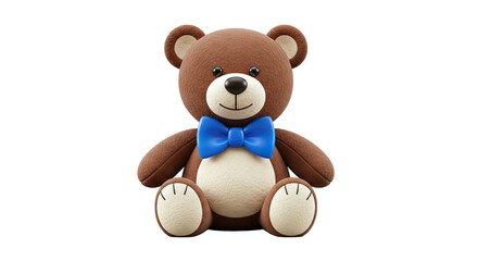 Obraz premium Brown Teddy Bear with Blue Bow Tie