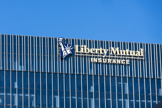 Liberty mutual insurance company building facade with logo in Plano Texas.