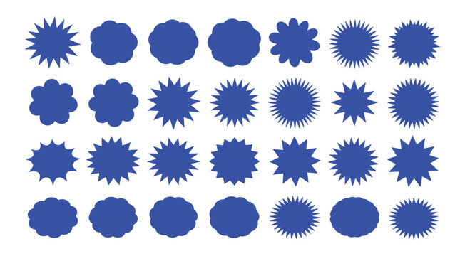 Comic explosion speech bubble vector shapes, speech bubble silhouettes, starburst designs in black. Ideal for graphic design, comic book art, pop art, and digital illustrations