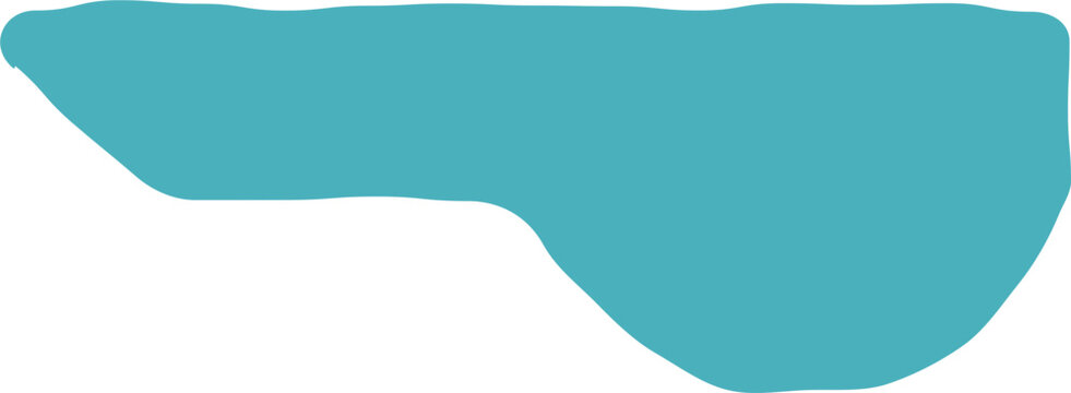 Teal organic abstract corner shape. Curved fluid edge form. Minimal flat design graphic element. Isolated on white background. Vector illustration.