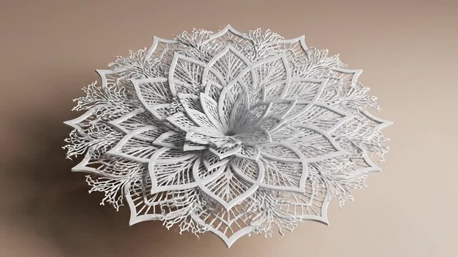 Intricate White Lotus Flower Mandala Animation - Spiritual, Zen, Meditation, Yoga
