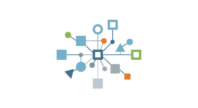 Colorful Geometric Shapes Connected in Diagram.