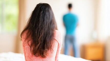 Couple in disagreement at home as they face away from each other