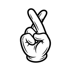 Fototapeta premium Fingers crossed hand gesture for luck and hope.