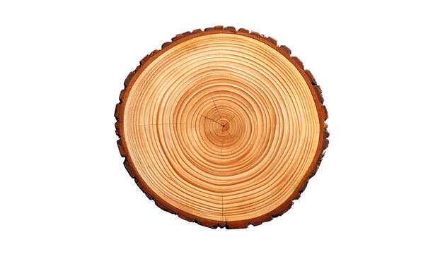 Close-up of a tree cross-section showing concentric growth rings and outer bark against a stark black background