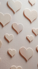 Obraz premium Heart embossed pattern pink ivory minimal Valentine texture design