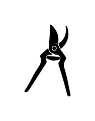 Black Handheld Pruning Shears Vector Silhouette