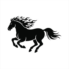 Obraz premium Dynamic galloping horse with flame mane for t-shirt design