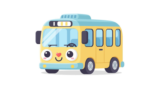 Yellow Cartoon School Bus with Smiling Face.