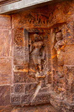 This erotic stone sculpture at the Konark Sun Temple depicts an intimate couple in close embrace, symbolizing fertility, human desire, and tantric philosophy in Odishan temple art.
