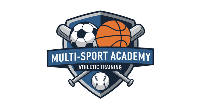 Multi Sport Academy Athletic Training Logo Emblem.