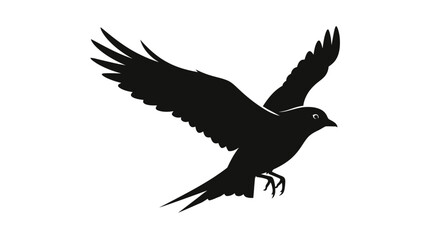 Obraz premium Black Bird Silhouette Flying in Air.
